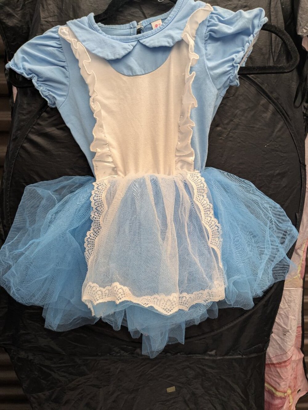 Source Unknown Light Blue and White Alice-Style Kids Costume Dress